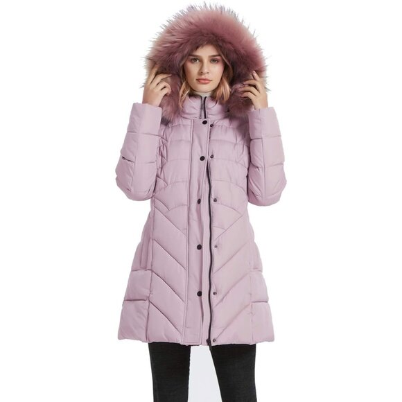 Women's Peachy Beige Winter Warm Thicken Long Outwear Pockets Coat Parka Jacket